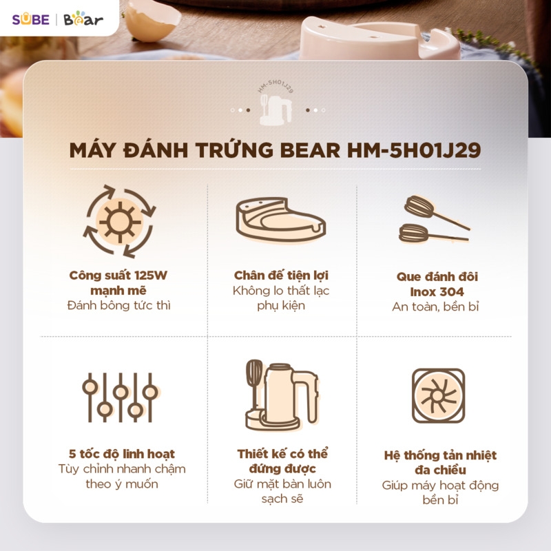 Máy đánh trứng Bear HM-5H01J29